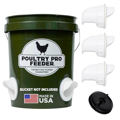 The Original Poultry Pro DIY Chicken Feeder Kit - 3 Ports Waterproof Seal Bushings & Hole Saw Gravity Fed Chicken Feeder Poultry Feed Use for Buckets Barrels Bins & Troughs (Bucket Not Included)
