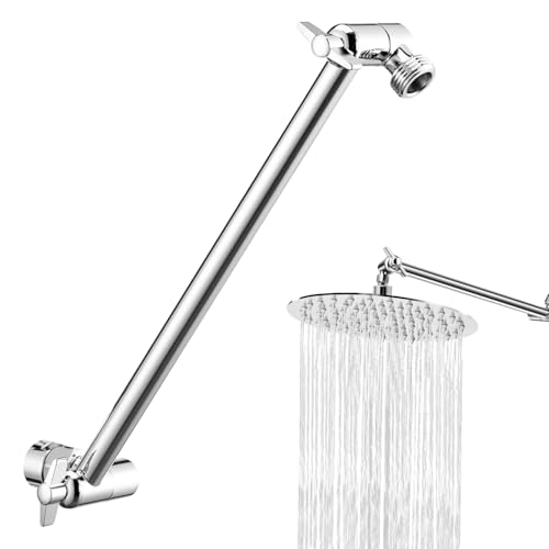 Infreecs Shower Head Extension Arm, 11 Inch Stainless Steel Shower Arm, Shower Extension Arm for Any Shower Angles, Chrome Finish, Rust-Resistant, Tool-Free Installation, G1/2 Universal Connector