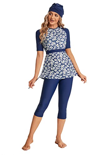 ShuoBeiter Moderate Swimsuit Sunscreen Surfwear Short Sleeve Swimsuit Women Girls Plus Size Swimwear Beachwear