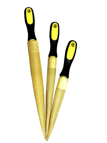 Ycammin Golden Wood Rasp File Set 6",8" And 10" Wood Rasp With Packing Bags, For Wood,Soft Metal,Plastic(3 Pcs) (Wood Rasp, Golden Wood Rasp) #TOP2