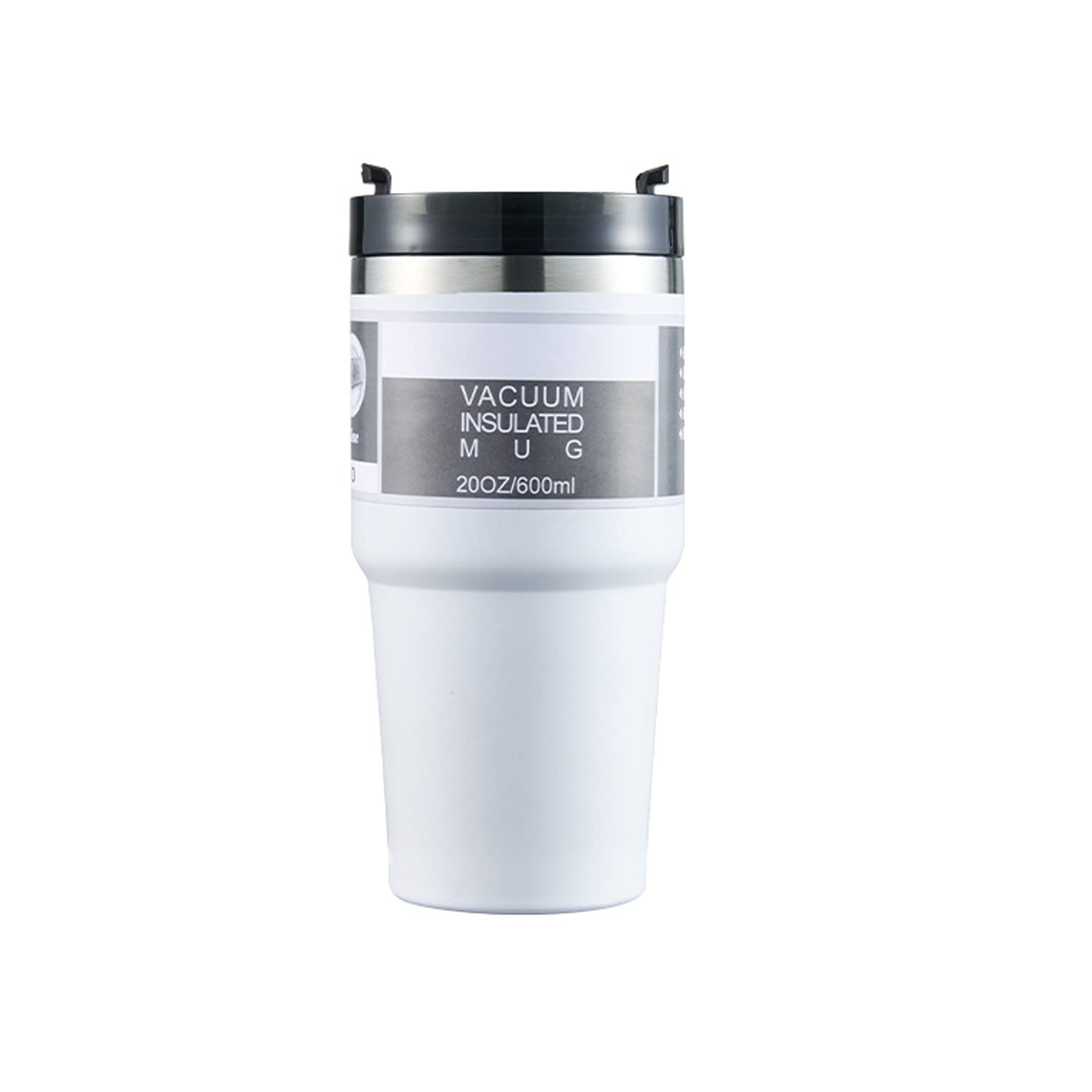20oz 30oz Tumbler with Lid and Straw, Reusable Insulated Stainless Steel Travel Mug Water Bottle Iced Coffee Cup, Hot or Cold, Fits Car Mount and Cup Holder, BPA Free (20oz, White)