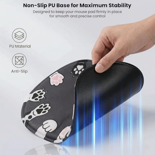 Image of Mouse Pad Wrist Support with Massage Design, Ergonomic Dog Paw Mouse Mat, Pain Relief Memory Foam, Anti-Slip PU Base, Cushion Mousepad Wrist Rest for Gaming, Home, Office, Laptop, Computer