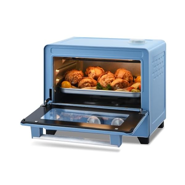 6-in-1 Air Fryer Toaster Oven with Steam Infusion, 12L Air Fryer Compact Oven, Convection Oven, Mild Steaming Air Fryer, Fast Preheat, Air Fry, Grill, Bake, Broil, Heat, Blue