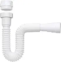 Sifão Sanfonado Universal, Branco, Compatível com Diâmetros 40mm e 50mm, Suporta 20°C a 90°C