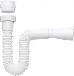 Sifão Sanfonado Universal, Branco, Compatível com Diâmetros 40mm e 50mm, Suporta 20°C a 90°C