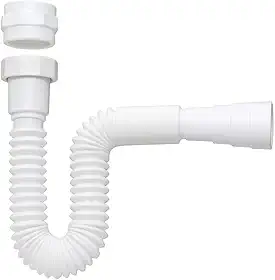 Sifão Sanfonado Universal, Branco, Compatível com Diâmetros 40mm e 50mm, Suporta 20°C a 90°C