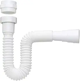 Sifão Sanfonado Universal, Branco, Compatível com Diâmetros 40mm e 50mm, Suporta 20°C a 90°C