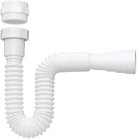 Sifão Sanfonado Universal, Branco, Compatível com Diâmetros 40mm e 50mm, Suporta 20°C a 90°C
