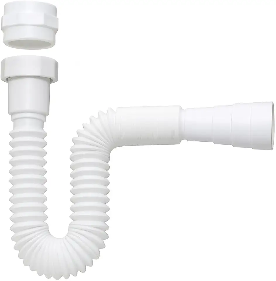 Sifão Sanfonado Universal, Branco, Compatível com Diâmetros 40mm e 50mm, Suporta 20°C a 90°C