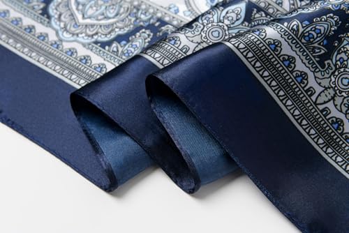Image of 35 inch Men's Silk Cowboy Scarf - Oversized Western Bandana Neckwear, Large Square Scarf with Gift Packaging