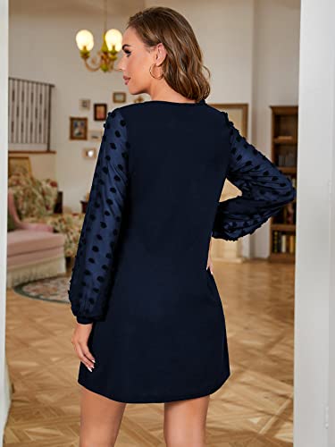 Image of SweatyRocks Women's Elegant Mesh Contrast Long Sleeve A Line Mini Short Dress