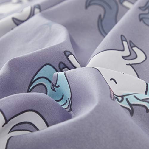 Uozzi Bedding Unicorn 4 Piece Toddler Bedding Set With Rainbow Stars Blue-Gray - Includes Adorable Quilted Comforter, Fitted Sheet, Top Sheet, And Pillow Case For Girls Boys Bed #TOP5