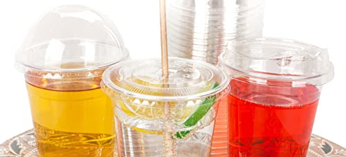Image of Golden Apple Cup series, 16oz-50sets Clear Plastic cups with Flat lids X hole, BPA Free