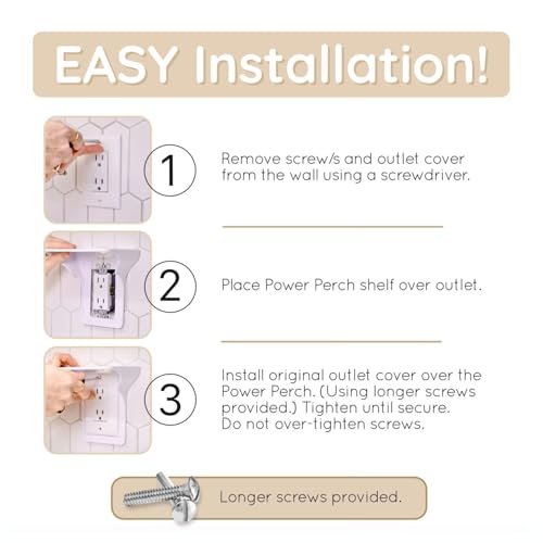 image for BeraTek Industries BeraTek Power Perch Wall Outlet Shelf | Declutter &