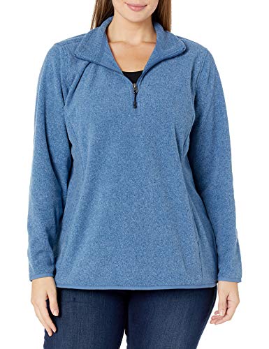 Amazon Essentials Women's Plus Size Long-sleeve Quarter-zip Polar Fleece Jacket, Blue Heather, 4X