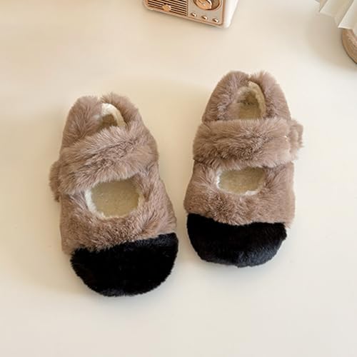 Fur Ballet Flats with Buckle for Girls Comfy Faux Shearling Mary Jane Flat Adjustable Strap Ballerina Dress Shoes2