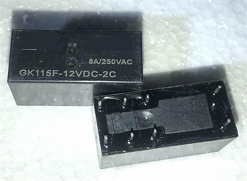 Relé GK115F-12VDC-2C de 8 pines y 12V con capacidad de 8A para circuitos electrónicos