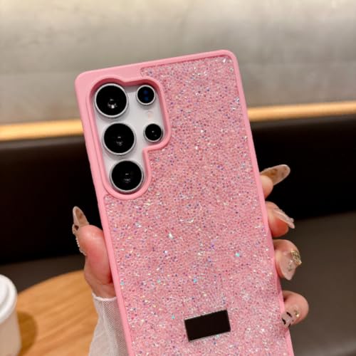 Coque antichoc pour S25 rose avec protection arrière rigide et paillettes éclatantes