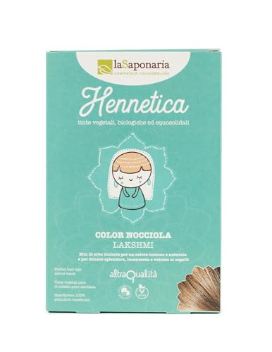 La Saponaria | Tinte vegetal de henna castaño Indrani. Coloración natural, ecológica y duradera, sin químicos, cuida y nutre el cabello, cubre las canas 100 g (Marrón claro, 100g)