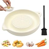 Rallador de cerámica, rallador de jengibre, plato circular de porcelana, rallador de jengibre, rallador de ajo, rallador de cerámica con cepillo para la familia, cocina, puré de manzana, limón
