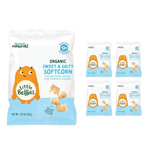 Little Bellies Organic Sweet & Salty Softcorn Toddler Snack (5 x 1.25 oz Individual Packs)