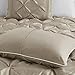 Madison Park Laurel Cozy Comforter Set - Traditional Tufted Faux Silk Design, All Season Down Alternative Bedding with Matching Shams, Decorative Pillow, Taupe King(104