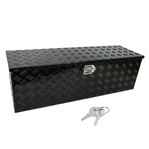Black Pick Up Truck Bed Rv Trailer Toolbox Storage Tools, 48 Inch Heavy Duty Aluminum Tool Box Chest Box Organizer With Side Handle, Lock And Keys (48"X15"X15") #TOP1