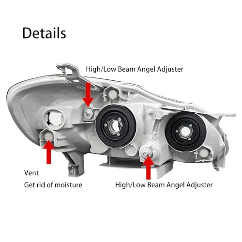 2pcs Headlights Assembly Set For 2003 2004 2005 2006 2007 2008 Toyota Corolla CE LE S Replacement Headlamps Driver and Passenger Side Matte Black Housing Amber Reflector Clear lens(LH&RH) by Aresparts - Used condition - Image 8