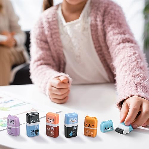 Seajan 44 Pcs Erasers for Kids Gift Bulk Cute Animal Themed Pencil Eraser with Clean up Roller for School Party Christmas Favors(Classic)
