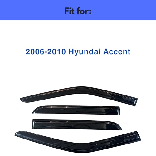 Image of IG Window Visors Fit for 2006-2010 Hyundai Accent, Out-Channel Rain Guards Vent Wind Deflectors 4PC, Car Accessories for 06-10 Accent