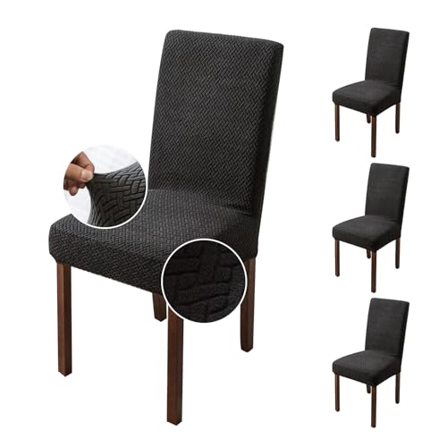 Genina Chair Covers for Dining Room Set of 4 Dining Chair Cover Stretch Kitchen Parsons Chair Covers,Black
