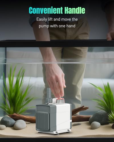 Image of Pawfly 1060 GPH Fountain Pump, 85 W Submersible Water Pump with 14.8 ft. High Lift and 3 Nozzles, Quiet Water Fountain Pump for Aquarium Fish Tank Waterfall Pond & Hydroponics