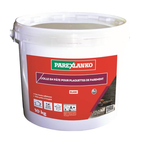 PAREXLANKO - Colle en pâte pour plaquette de parement - Blanc - Colle prête à l'emploi pour la pose de plaquettes, briquettes et pierres de parement - Murs...