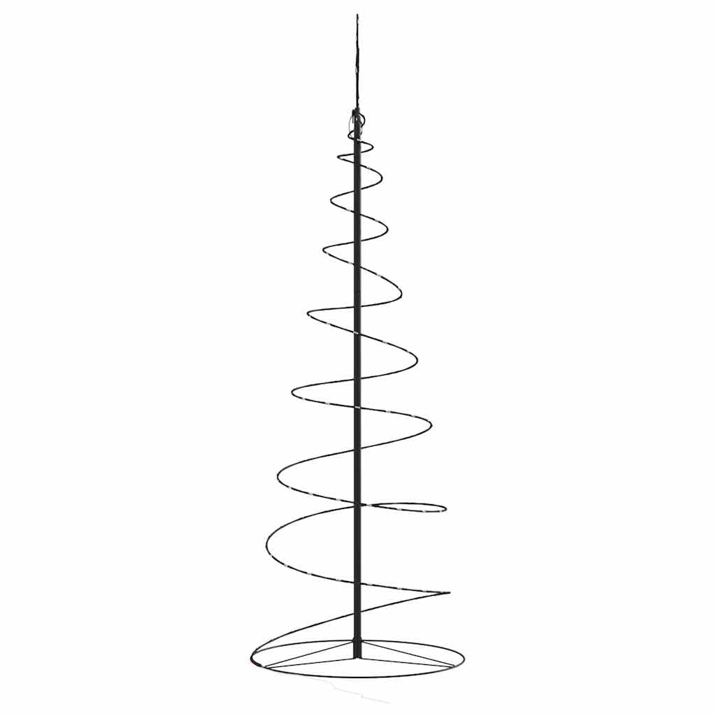 Albero di Natale a LED, 150 cm, a spirale, con 100 LED, luce bianca calda, per interni ed esterni, 8 modalità di illuminazione, illuminazione natalizia, albero decorativo, nero