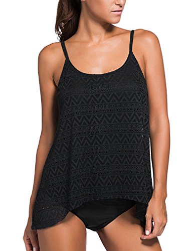 ZNCMRR Women's Stripe Tankini Top Bikini Swimwear with Brief Plus Size Swimsuit Black-M ZNCMRR Women's Stripe Tankini Top Bikini Swimwear with Brief Plus Size Swimsuit Black-M