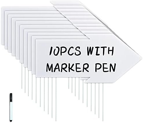 Blank Arrow Signs 15x7in with Stakes Pen,This Way Arrow Yard Signs DIY for Party Decorations, Garage Sale, Guidepost, Open House,Weddings, Birthday Party,Weddings. (10)