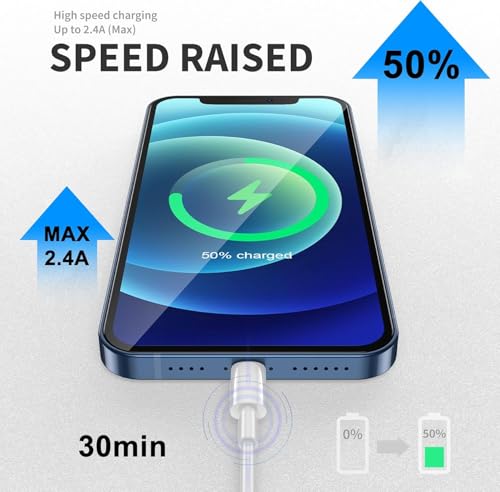 Image of HANYCONY Pack Of 2 USB Cable For USB A to Lightning Port Cable Fast Charging & Data Transfer for iPhone 14 /13 /12 /11 Pro Max XR XS X 8 7 6 Plus SE Charger Car Charging Cable 3.3ft