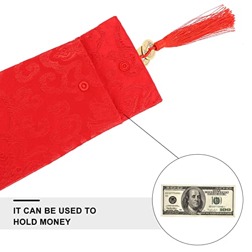 Veemoon 2Pcs cinese di seta rossa busta ricamo