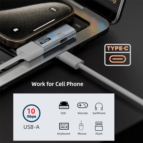 Adaptador USB-C a USB 3.0 hembra 10Gbps con PD 100W miniatura 6