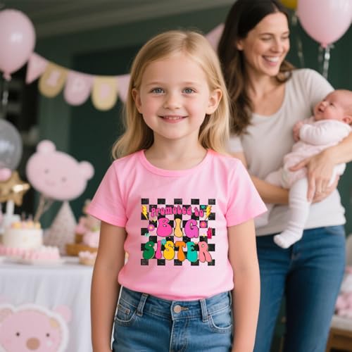 Image of Toddler Girl Big Sister Shirt Pregnancy Announcement T-Shirts Cotton Short Sleeve Tees 2-10 Years