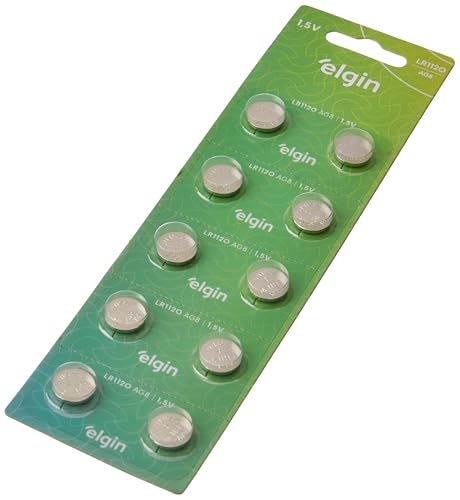 Pilha Bateria, Elgin, Botão, LR1120, AG8, 1.5V, Cartela com 10 unidades