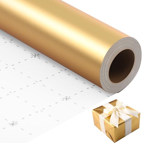 woric Gold Wrapping Paper Roll 17 In X 33 Ft Solid Matte Gold Metallic Wrapping Paper for DIY Crafts Bouquet Wedding Birthday Anniversaries Baby Shower Decor