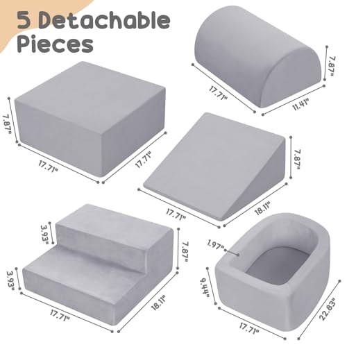 Image of whiffee Climbing Toys for Toddlers 1-3, Foam Climbing Blocks with Ball Pit | Toddler Climbing Toys Indoor, Baby Climbing Crawling Toys, Soft Play Set (No Balls Included) (Grey)