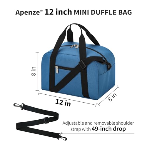Image of Small Gym Bag Carry On Bag - 12 in Mini Duffle Bag Lightweight for Overnight Travel - Blue