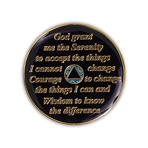 Image of 8 Year Sobriety Coin | Glitter Triplate AA Chip | Recovery Anniversary Token (Blue)