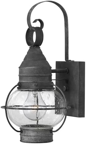 Hinkley Cape Cod 2206DZ Medium Outdoor Wall Mount Onion Lantern, Clear Seedy Glass, Wet Rated, Aged Zinc