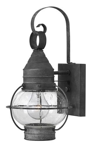 Hinkley Cape Cod 2206DZ Medium Outdoor Wall Mount Onion Lantern, Clear Seedy Glass, Wet Rated, Aged Zinc
