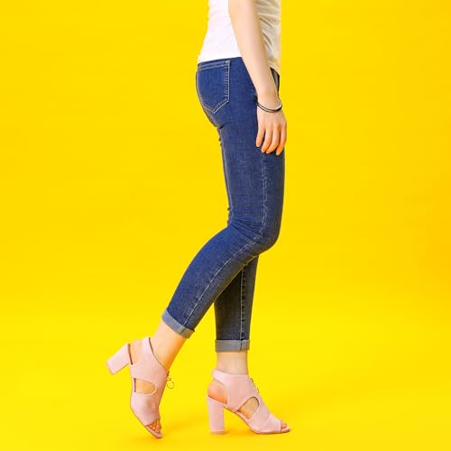 Allegra K Women's Front Zip Cut Out Chunky Heels Slingback Gladiator Heel Sandals4