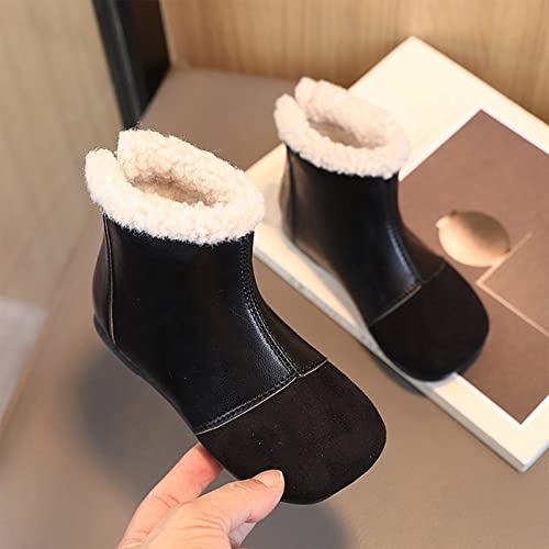 Shoes Toddler Girls Boots Boys and Girls Ankle Boots Flat Bottom Flat Heel Round Toe Solid Color Back Zipper High2