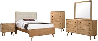 Pemberly Row five-piece mid-century full bedroom set in light ash